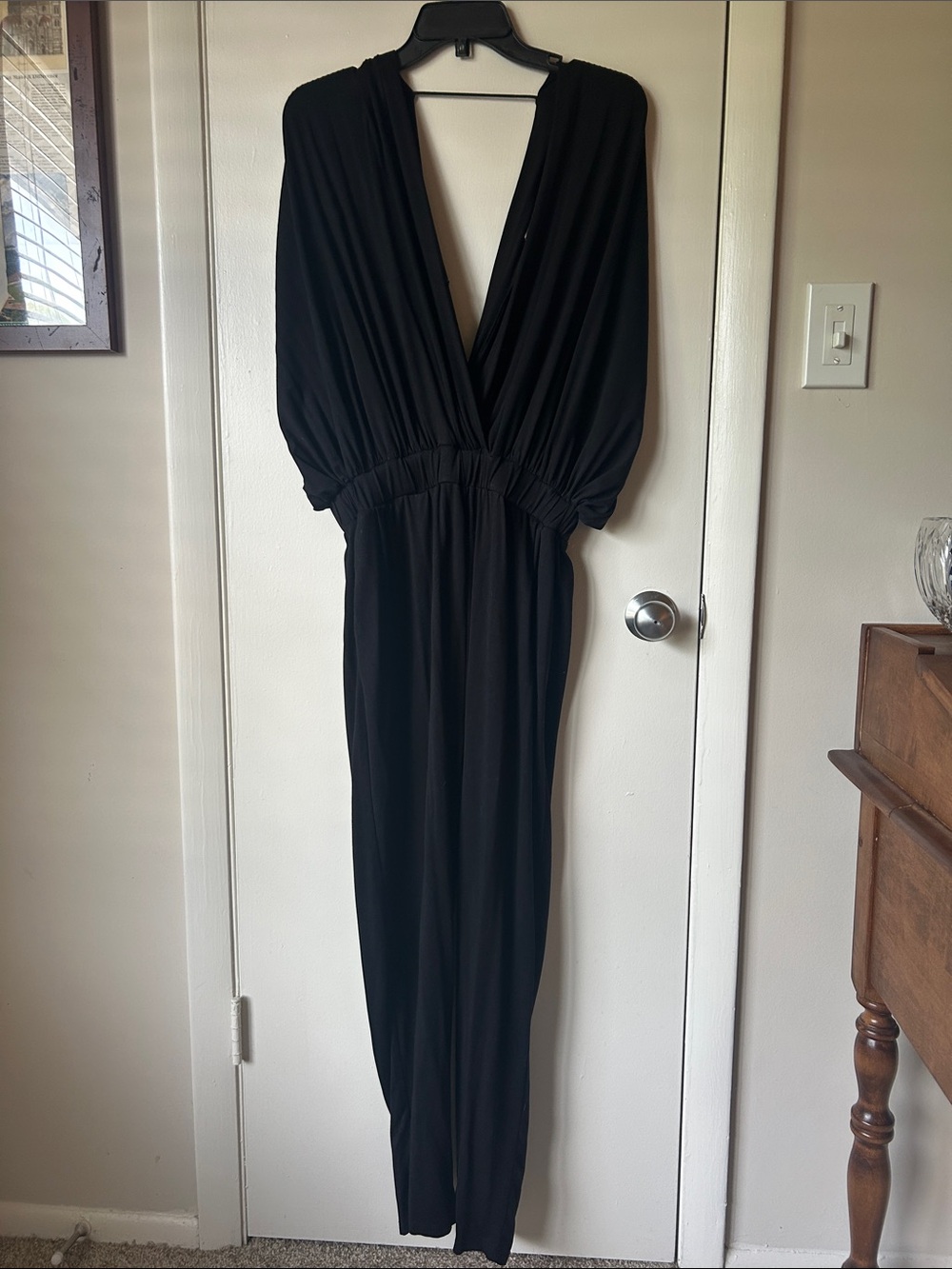 Black Elan Deep V Jumpsuit